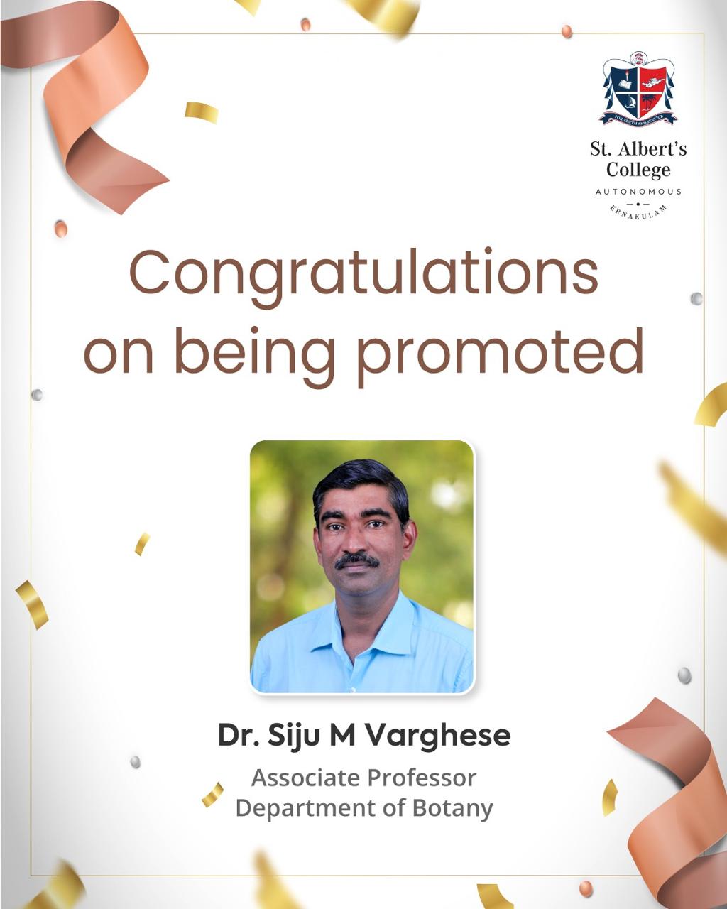 Congratulation Dr. Siju M Varghese
